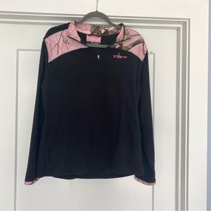 Habit Realtree Womens Black/ Pink Camo Zip Neckline Fleece Sweatshirt Size S